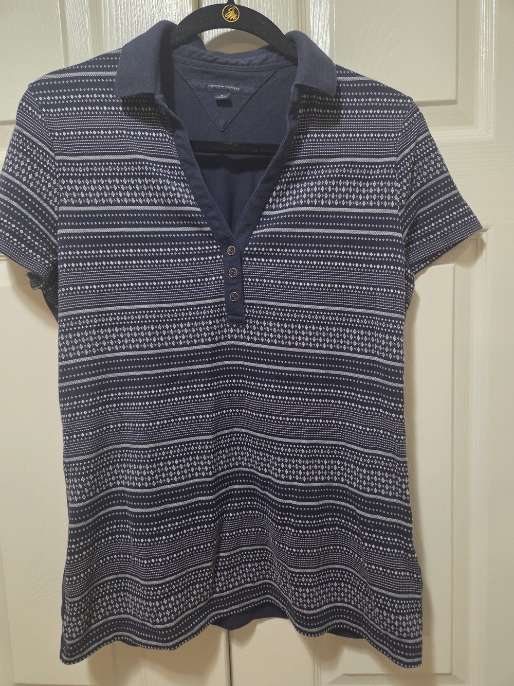 Women's Tommy Hilfiger Navy & White Polo Top - Size M